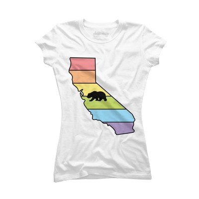 Adult Design By Humans California State Bear Pride Rainbow Flag By mellowrainbowT-Shirt