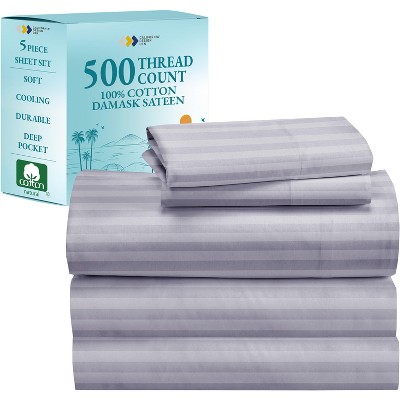 Luxury 500 Thread Count Bed Sheets Set - 100% Cotton Sateen Sheets Set, Soft, Cool & Breathable, Deep Pocket by California Design Den
