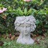 Antique Lady Head Planters Pot Cement Gray Face Planter Statue Planter For Home Décor,Garden Statue-The Pop Home - 3 of 4