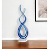 HomeRoots 14" Clear and Blue Murano Glass Modern Abstract Tabletop Sculpture - 2 of 4