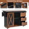 Rbied Wood 55.5 in. Kitchen Island Cart with Drop Leaf, Sliding Door and Adjustable Shelves - 3 of 4