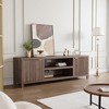 Fluted TV Stand for 80 inch, Modern Entertainment Center with Adjustable Shelves, Natural Oak TV & Media Cabinet 2-Tier Storage - 2 of 4