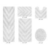 Hugo 5-Piece Bath Rug Set 100% Premium Cotton Tufted Chevron Pattern Bathmats for Bathroom, Super Soft Absorbent Machine Washable - 2 of 4