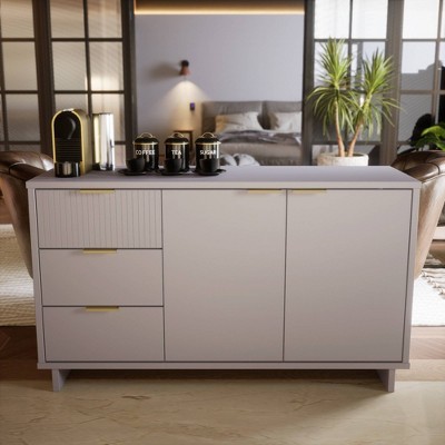 Granville Light Grey 55" Modern 3 Drawer Buffet Sideboard
