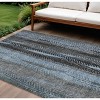 Blue Gray And Charcoal Botanical Leaves Washable Indoor Outdoor Area Rug - 2 of 4