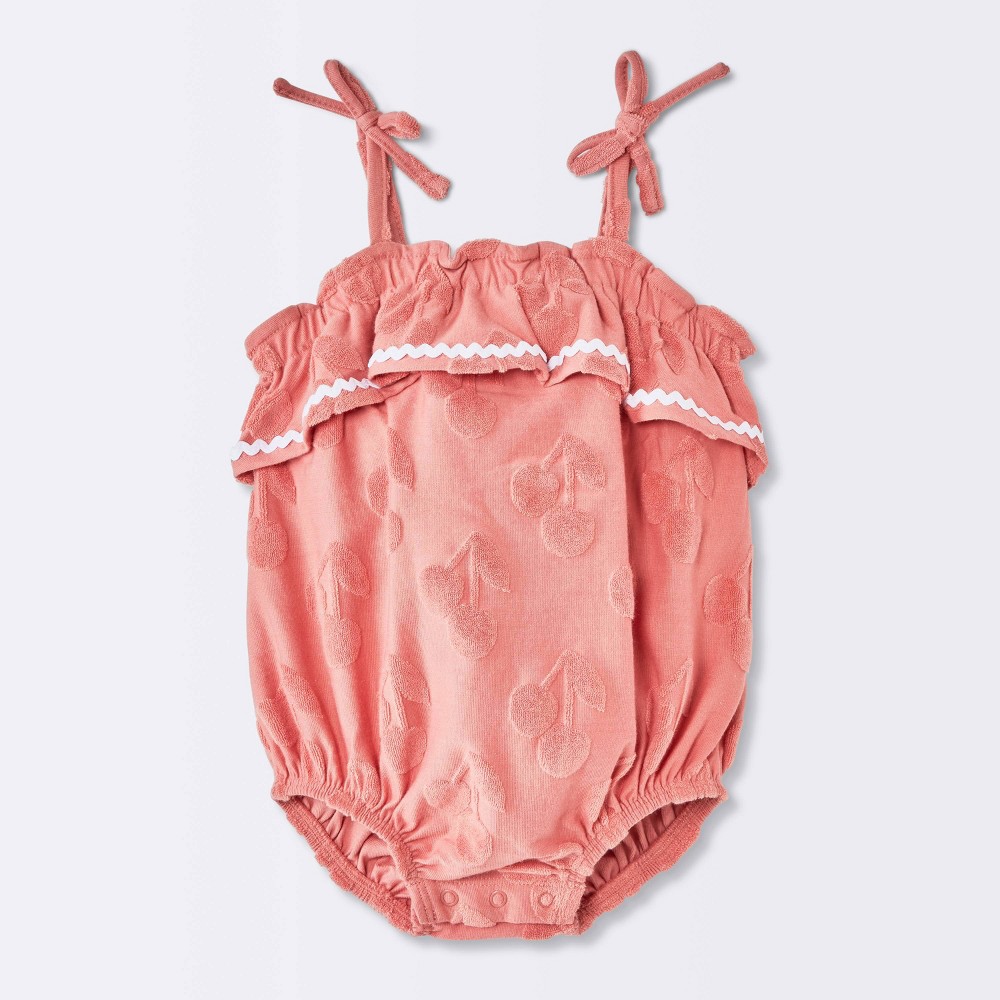 Baby Girls' Terry Bubble Sleeveless Romper - Cloud Island™ Cherry Red 0-3M
