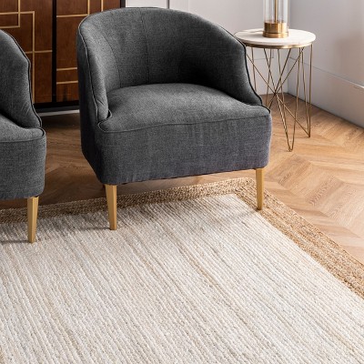 Eleonora White and Beige Braided Jute Square Rug