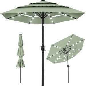 Best Choice Products 10ft 3-Tier Solar Patio Umbrella w/ 24 LED Lights, Tilt Adjustment, Easy Crank - 1 of 4