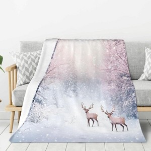 Lomsoe Christmas Pine Tree White Winter Couch Throw Blanket Flannel Soft Blanket for Living Room Bed Sofa Travel Office Camping. - 1 of 4