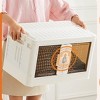 FONTOI Stackable Plastic Storage Bins with Lids, 111QT Closet Organizer, Folding Storage Boxes Containers with Wheels, White, 19.8"*11.8"*35.4" - 3 of 4