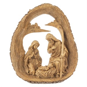 Ganz Log Nativity Figurine Christmas Decoration, Brown - 1 of 3
