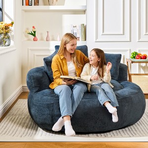 Hooseng Giant Bean Bag Chair for Adults, Teddy Fabric Upholstered Loveseat Lazy Sofa with Storage Pocket and High-Density Memory Foam Padding - 1 of 4