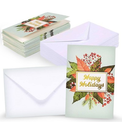 Best Paper Greetings 48 Pack Happy Holidays Greeting Cards with Envelopes 4x6 Note Cards for Christmas Festive Seasons, Mistletoe Design