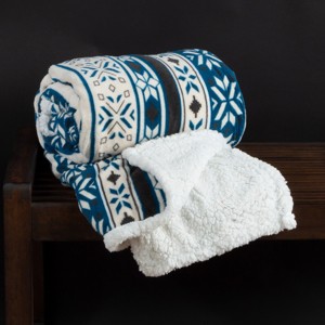 Hastings Home Fleece Blanket Throw – Blue and White, 50" x 60" - 1 of 4