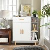 Munora - 31.5"W x 37.5"H Freestanding Floor Storage Cabinet - Drawer, Double-Door Cupboard & Open Shelves - Rubberwood Legs - 2 of 4