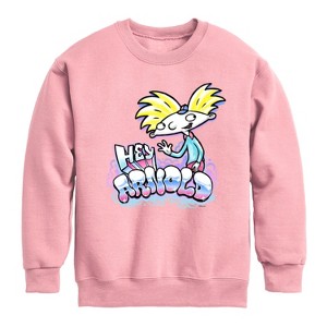 Boys' - Hey Arnold! - Airbrush Arnold Graphic Long Sleeve Fleece Sweatshirt - 1 of 4