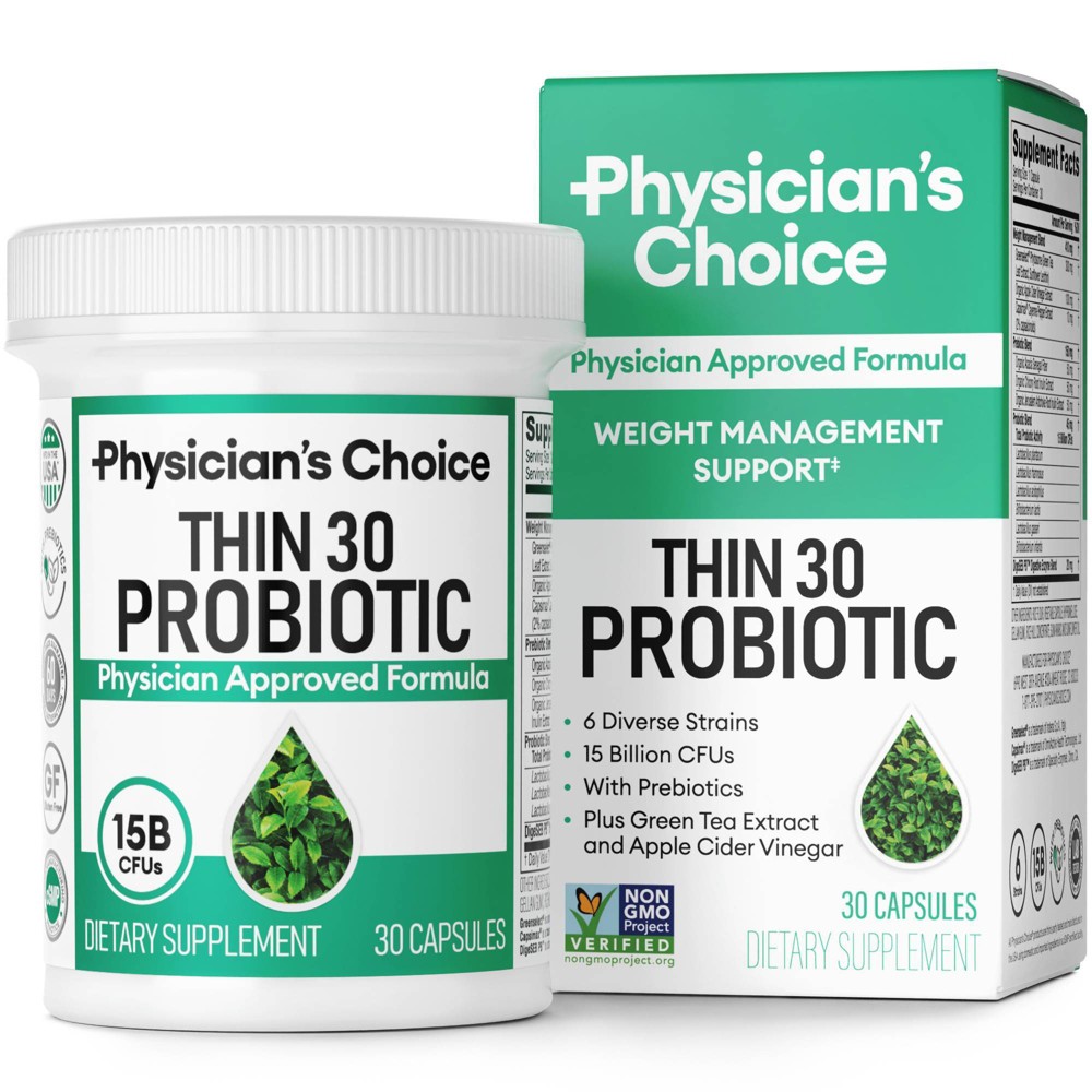 Photos - Vitamins & Minerals Physician's Choice Thin 30 15 Billion CFUs Probiotic Capsules - 30ct