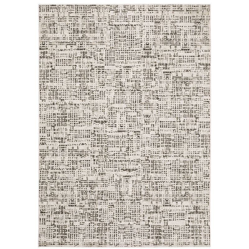 Nirvan Abstract Gridwork Indoor Area Rug Ivory/Gray - Captiv8e Designs, 1 of 13
