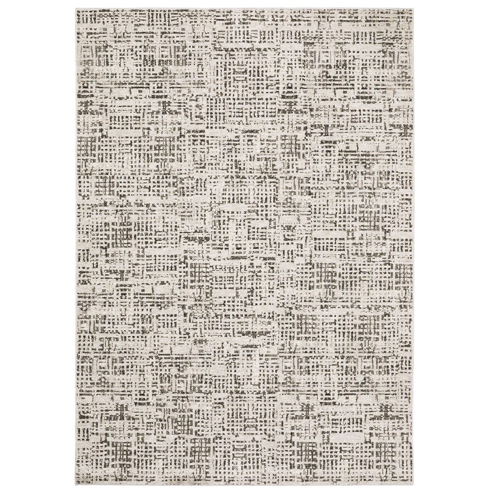9'10inx12'10in Nirvan Abstract Gridwork Indoor Area Rug Ivory/Gray - Captiv8e Designs