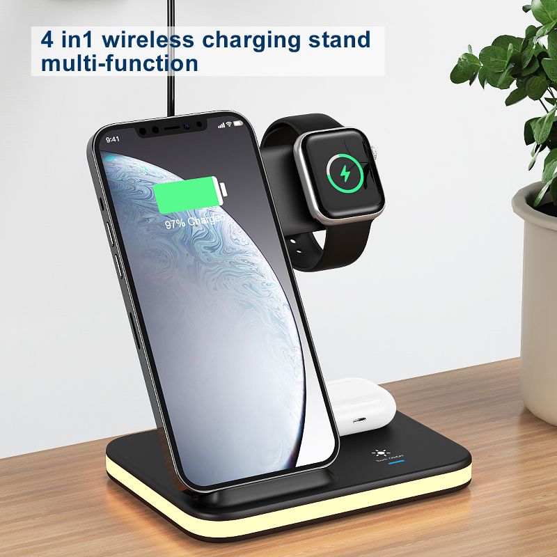 Link 4-in-1 Wireless Charging Stand with Night Light Compatible with iPhone 14/13/12, AirPods 3/2/pro, Apple Watch 7/6/5/SE/4/3/2/1, 4 of 9