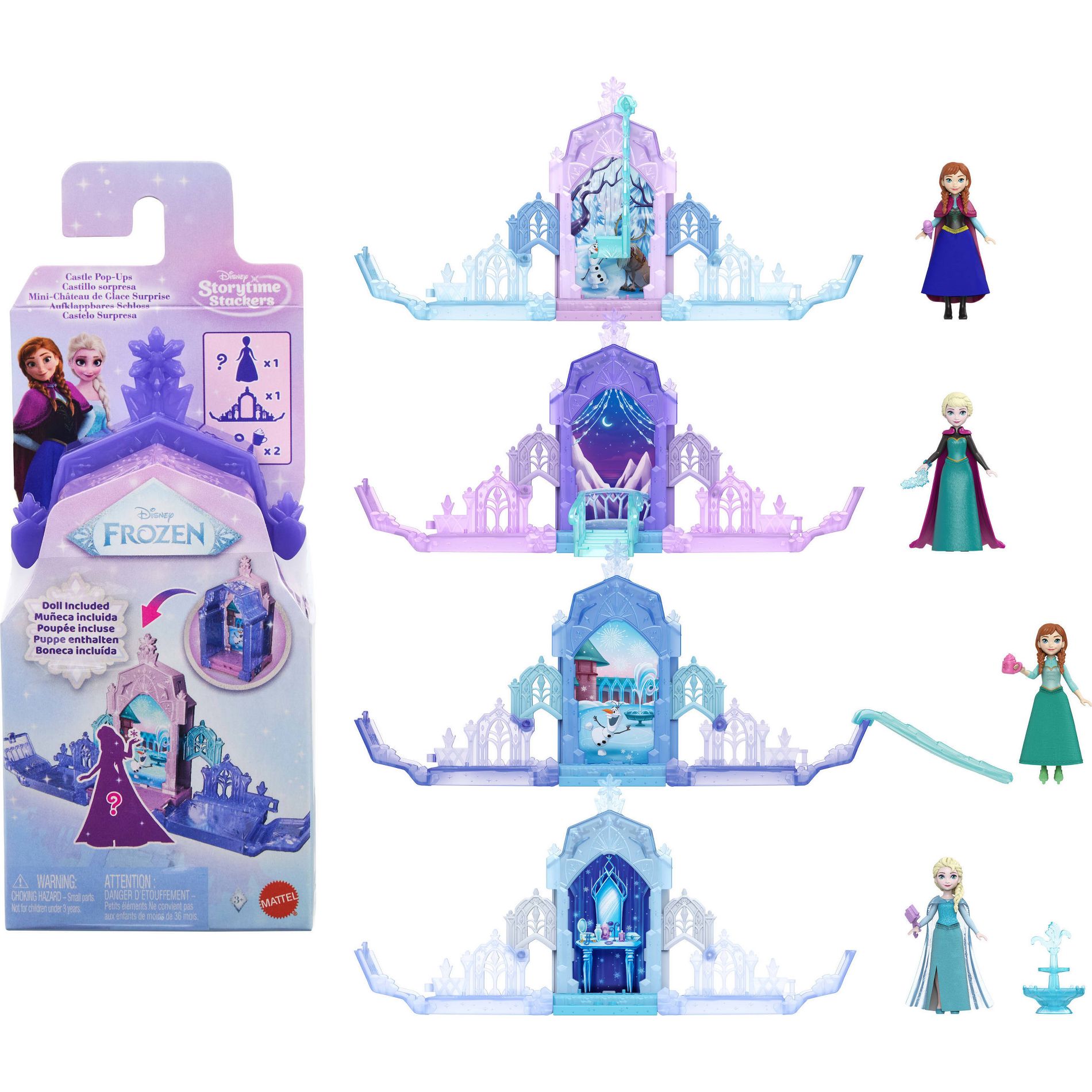 Disney Frozen Castle Pop-Up Playset with 4 Surprises Including Anna or Elsa Doll (Character May Vary)