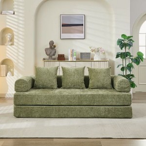 TIRAMISUBEST Convertible Floor Sofa Bed - Chenille Folding Mattress Couch w/Armrest for Living Room, Bedroom & Studio - 1 of 4