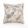 Moda Furnishings Linen Printed Cushion with Fringes (Grey) - 2 of 4