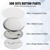 VEVOR 500 Sets 1.25 inch 32mm Pin Back Button Parts, DIY Round Button Badge Parts, Set Includes Metal Top, Plastic/Metal Button, Clear Film, Silver - 4 of 4