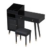 TOBILI Modern Makeup Vanity Desk with Drawers, Cabinet & Charging Port, Space-saving Dressing Table Set with Stool for Small Places, Black - 4 of 4