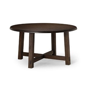 Maven Lane Sasha Rustic Round Wooden Dining Table in Weathered Brown Finish - 1 of 4