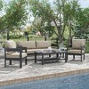 Greemotion 5pc Lotus Metal Frame Outdoor Patio Conversation Furniture Sets with Ceramic Top Side Table Black: Aluminized Finish - 2 of 4