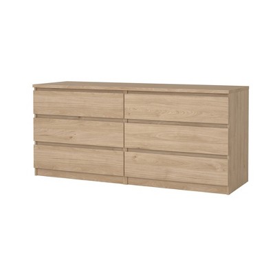 Tvilum Scottsdale 6 Drawer Double Dresser, Jackson Hickory