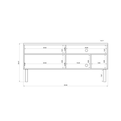 Scandinavian-Modern Off White and Natural Wood TV Stand with Storage