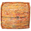 Moti Wendy Ottoman Pouf Upholstered in Orange Fabric 80% recycled silk & 20% cotton - 2 of 4