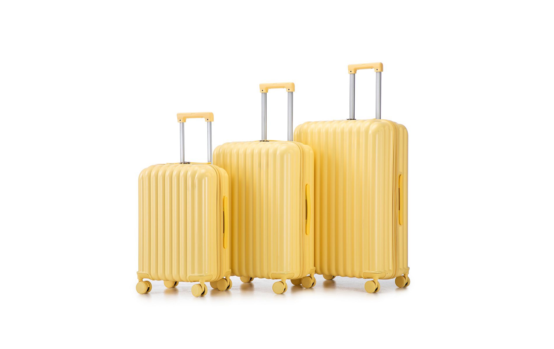 Yellow Luggage Sets,20/24/28Inch ABS Spinner Wheel Luggages With Cup Holder And USB Port And Phone Holder,3 Piece Set Of Luggage-Cuddlewood