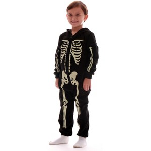 #followme Glow In The Dark Skeleton Men's Adult Bodysuit Pajamas - 1 of 3