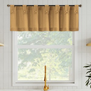 54"x14" Archaeo Light Filtering Cotton Blend Button Tab Top Curtain Panel Camel: Transitional Indoor Decor - 1 of 3