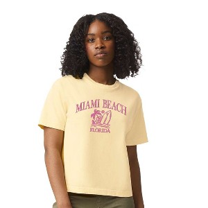 Simply Sage Market Women's Miami Beach Florida Short Sleeve Relaxed Fit Cropped Tee - 1 of 3