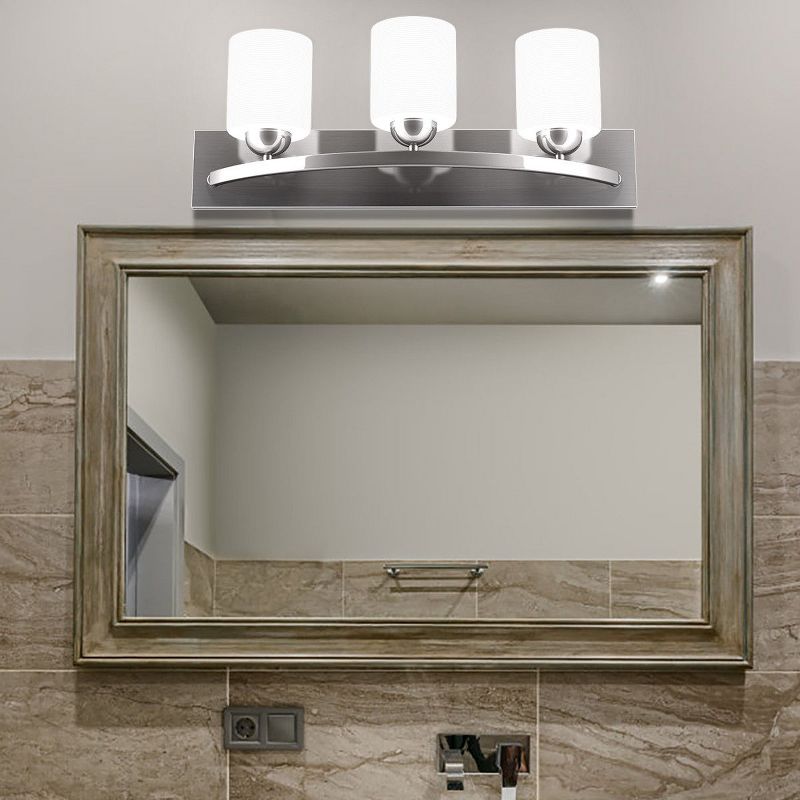 Costway 3 Light Glass Wall Sconce Modern Pendant Lampshade Fixture Vanity Metal Bathroom, 3 of 10