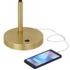 360 Lighting Colborne 28" Tall Mid Century Modern Desk Lamp USB Port Gold Brown Leather Wrap Brass Metal Single Home Office Living Room Charging - 3 of 4