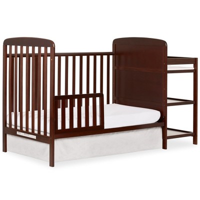 Espresso Wood 4-in-1 Convertible Crib with Changing Table