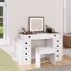 Okak Vanity Desk with Space-Saving Flip Up Mirror, Makeup Desk with 10 Drawers, Vanity Table with Stool for Living Room, Bedroom, White+Walnut - 4 of 4