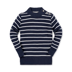 Hope & Henry Girls' Organic Long Sleeve Mock Neck Sweater with Gold Buttons, Kids - 1 of 4