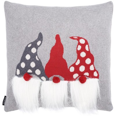 Trio Elves Pillow - Grey/Red - 18"x18" - Safavieh
