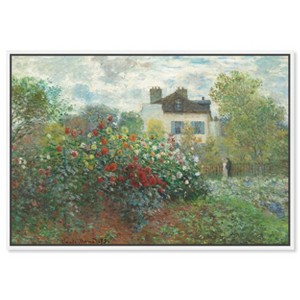 Art Remedy Monet - Garden with Dahlias Impresionism Landscape Wall Art Framed - 1 of 4