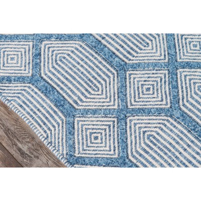 Langdon Blue Diamond Hand Woven Wool Area Rug