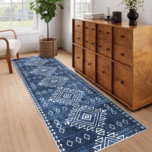 Modern Striped Geometric Rugs for Bedroom Retro Thin Soft Washable Low Pile Area Rugs Easy Care Non Slip Soft Carpet for Living Room - 1 of 4