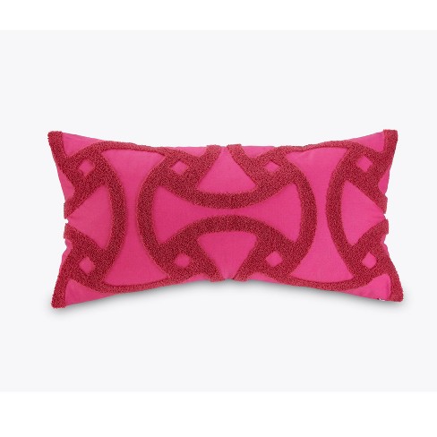 12''x24'' Tonal Tufted Embroidered Decorative Throw Pillow Dark Pink -  Trina Turk