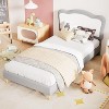 GAOMON Upholstered Bed Frame for Kids with Scallop Headboard, Cute Velvet Bed for Girls, Boys - 3 of 4
