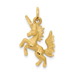 Black Bow Jewelry 14k Yellow Gold 3D Satin & Diamond Cut Dancing Unicorn Pendant - 1 of 3
